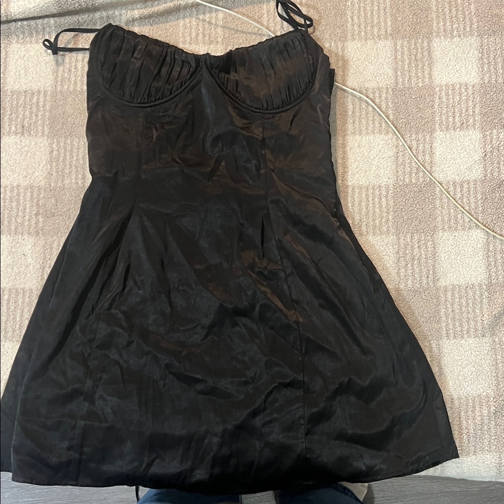 Tiger Mist Black Satin Dress Mini